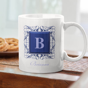 Personalised Name Monogram Regal Style (Blue) Coffee Mug
