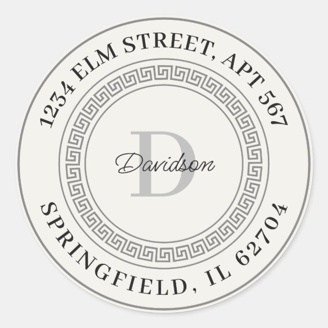 Personalised Name Monogram Return Address Label (Front)