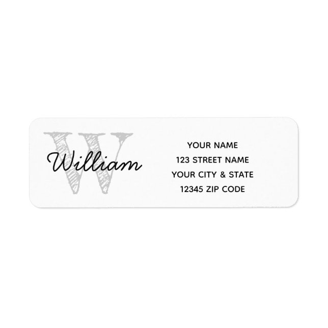 Personalised Name Monogram Return Address Labels (Front)