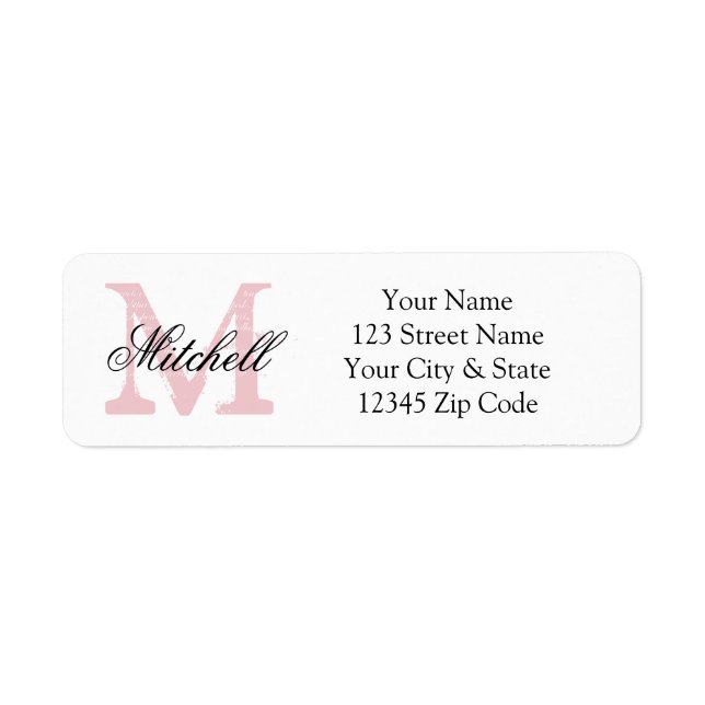 Personalised name monogram return address labels (Front)