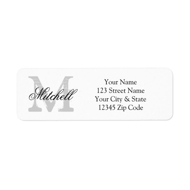 Personalised name monogram return address labels (Front)