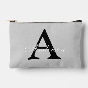 Personalised Name Monogram Silver Background Accessory Pouch