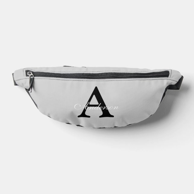 Personalised Name Monogram Silver Background Bum Bags (Lay Down)