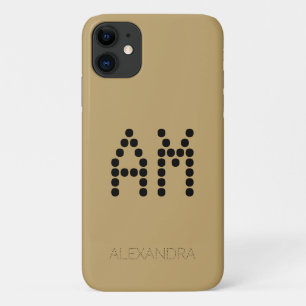 Personalised Name & Monogram Smart Font On Gold iPhone 11 Case