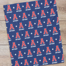 Personalised Name Monogram Star Red Navy