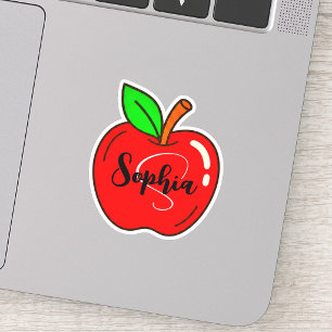 Personalised Name Monogram Tag Red Apple Teacher