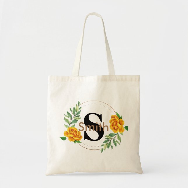 Personalised name monogram tote bag (Front)