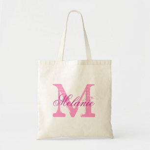 Personalised name monogram tote bag in pink