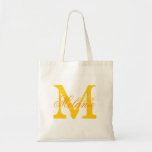 Personalised name monogram tote bag | Yellow gold<br><div class="desc">Personalised name monogram tote bag | yellow gold colour. Elegant logo design with monogrammed letter initials.  Cute vintage gift idea for bride,  flower girls,  maid of honour and bridesmaids at weddings.</div>