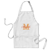 Personalised name monogrammed apron | Orange colou