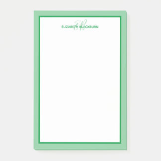 Personalised Name Monogrammed Initials Green Post-it Notes
