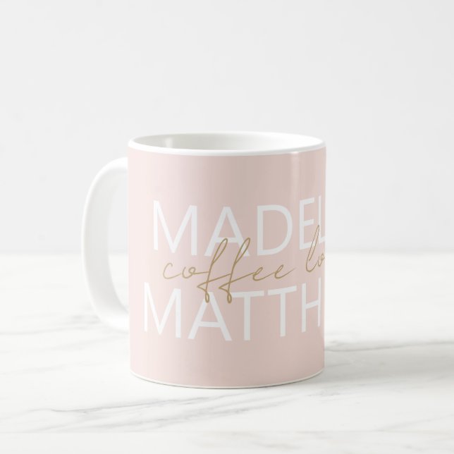 Personalised Name Monogrammed Modern Coffee Lover Mug (Front Left)