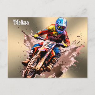 Personalised name Motocross Postcard