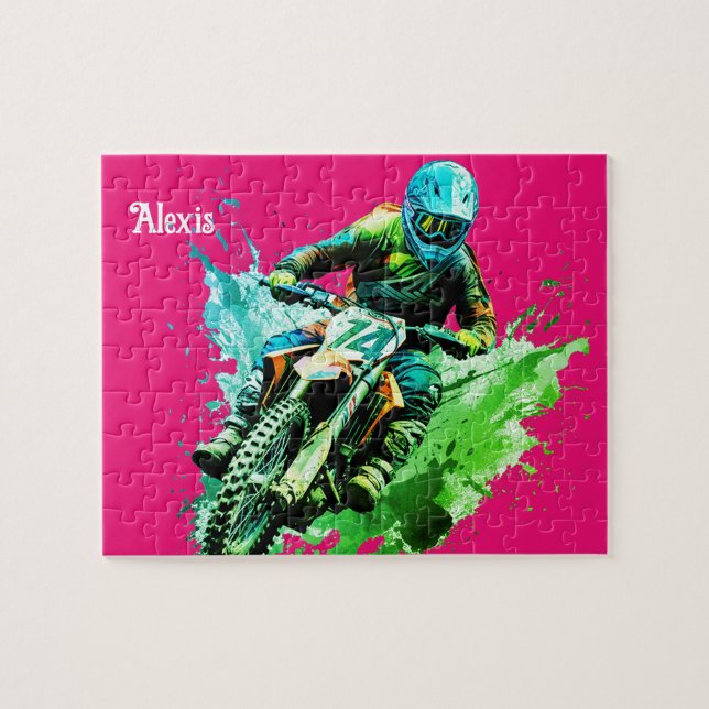Personalised name Motocross Puzzle (Horizontal)
