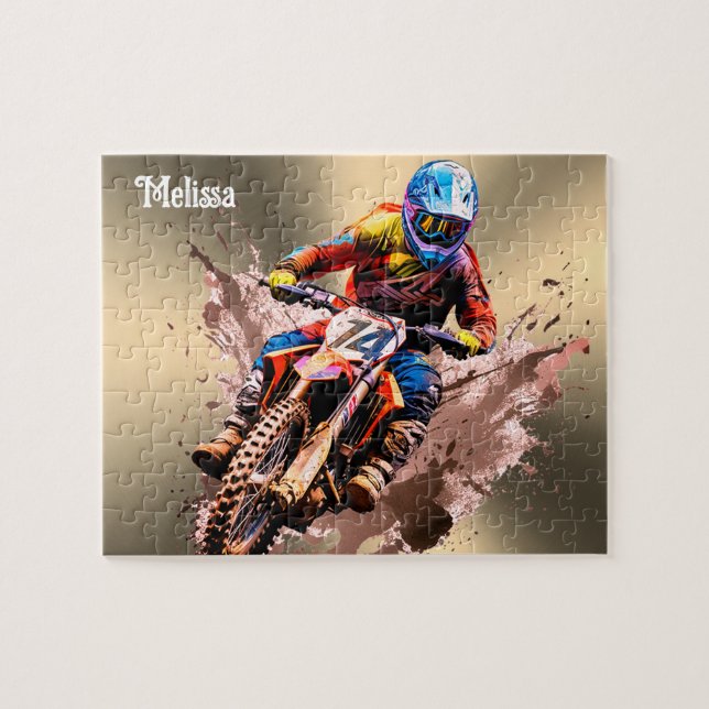 Personalised name Motocross Puzzle (Horizontal)