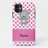 Personalised name mouse pink hearts polka dots