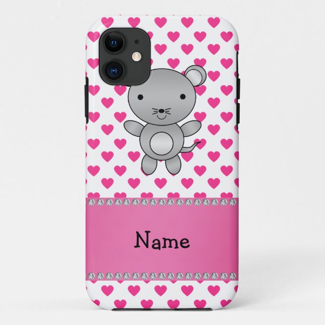 Personalised name mouse pink hearts polka dots Case-Mate iPhone case (Back)