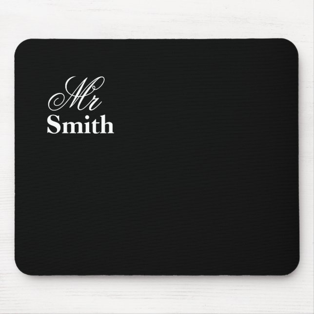 Personalised Name Mr Black Mouse Mat (Front)