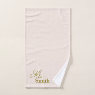 Personalised Name Mrs Smith Gold Blush Hand Towel