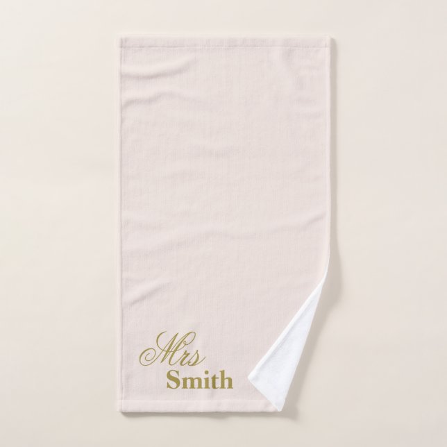 Personalised Name Mrs Smith Gold Blush Hand Towel (Hand Towel)