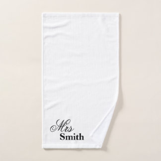 Personalised Name Mrs Smith White Hand Towel