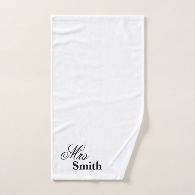 Personalised Name Mrs Smith White Hand Towel (Hand Towel)