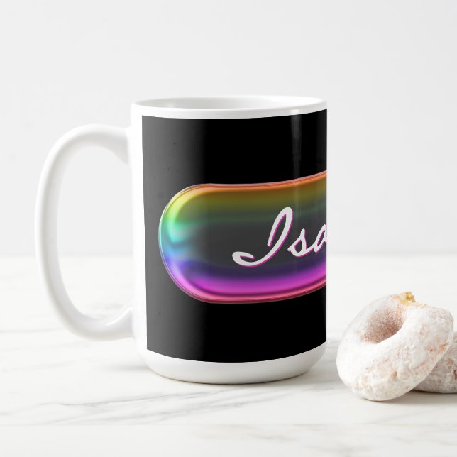 Personalised Name Mug | Iridescent Glass Effect  (With Donut)