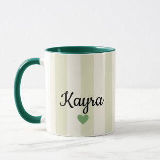 Personalised Name Mug | Sage Green Striped Custom