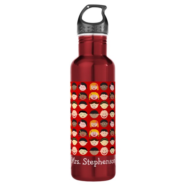 Personalised Name Multi-Cultural Children Teacher 710 Ml Water Bottle (Front)