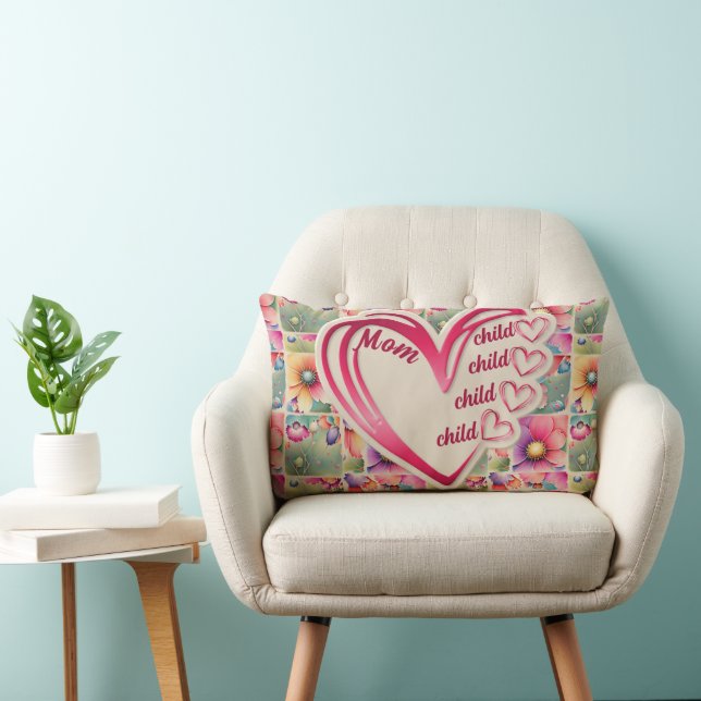 Personalised Name Mum Kids Floral All Over Print Lumbar Cushion (Chair)