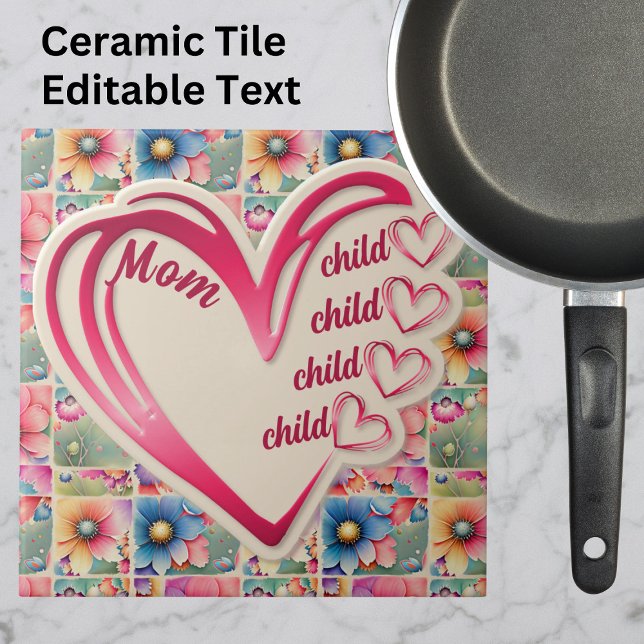 Personalised Name Mum Kids Floral All Over Print Tile (Creator Uploaded)