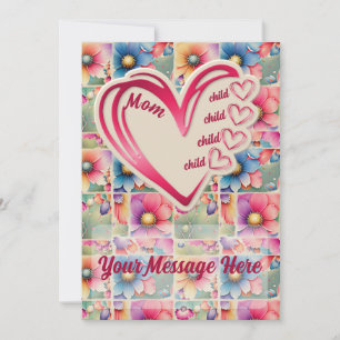 Personalised Name Mum Kids Floral Mothers Day Holiday Card
