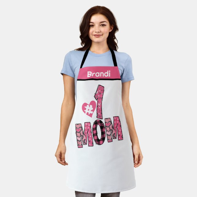Personalised Name Mum Number one Chef Baker Gift Apron (Worn)