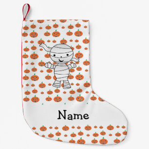 Personalised name mummy orange pumpkins small christmas stocking