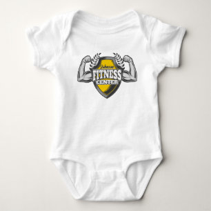 Personalised NAME Muscle Fitness Trainer Gym Baby Bodysuit
