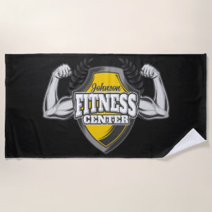 Personalised NAME Muscle Fitness Trainer Gym Beach Towel