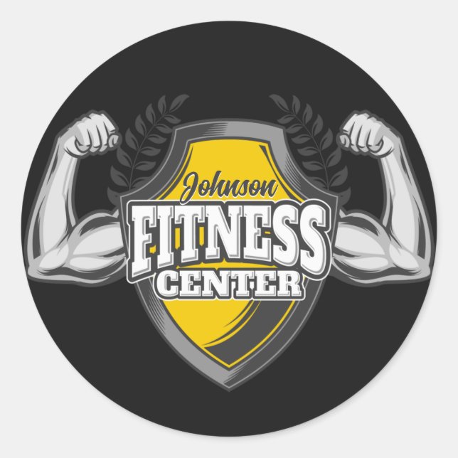 Personalised NAME Muscle Fitness Trainer Gym Classic Round Sticker (Front)