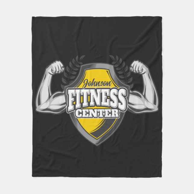 Personalised NAME Muscle Fitness Trainer Gym Fleece Blanket (Front)
