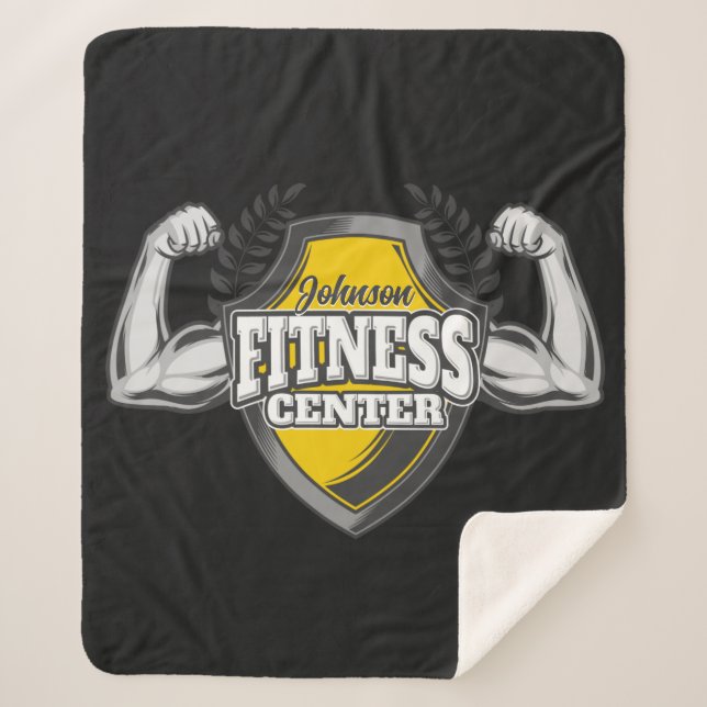 Personalised NAME Muscle Fitness Trainer Gym Sherpa Blanket (Front)