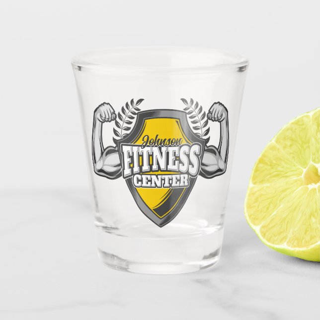 Personalised NAME Muscle Fitness Trainer Gym Shot Glass (Front)