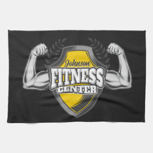 Personalised NAME Muscle Fitness Trainer Gym Tea Towel