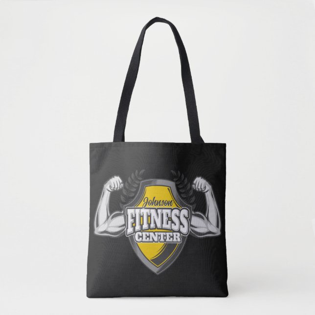 Personalised NAME Muscle Fitness Trainer Gym Tote Bag (Front)