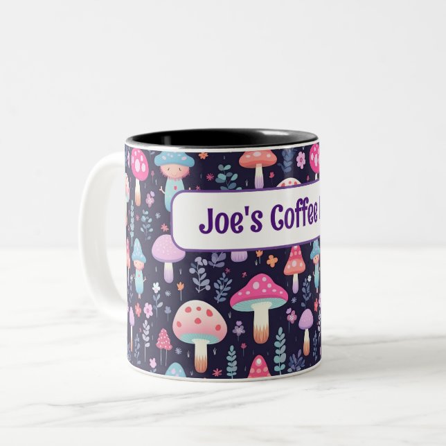 Personalised Name Mushroom Gift Mug (Front Left)