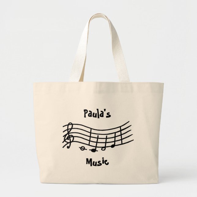 Personalised Name, music notes wavy scale, bag (Front)