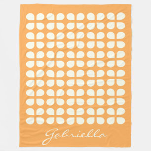 Personalised Name Mustard Yellow Geometric Warm Fleece Blanket