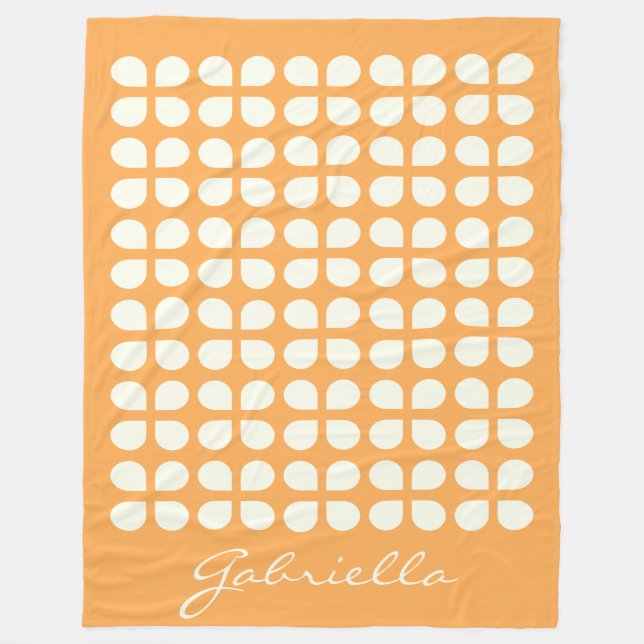 Personalised Name Mustard Yellow Geometric Warm Fleece Blanket (Front)
