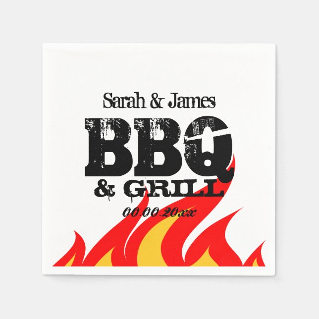 Personalised name napkins for BBQ wedding party (Front)