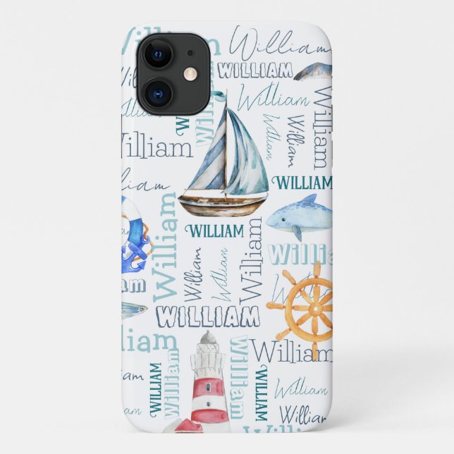 Personalised name nautical marine sailing Case-Mate iPhone case (Back)