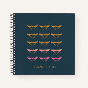 Personalised Name Navy Blue Butterfly Moth Nature Notebook