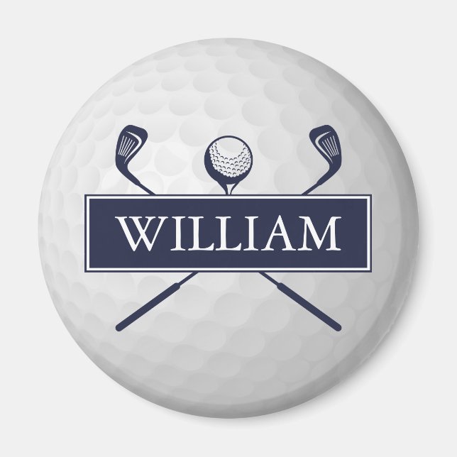 Personalised Name Navy Blue Golf Ball  Magnet (Front)